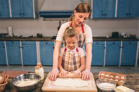 Cocinar Pasteles Caseros Feliz Familia Amorosa Están Preparando