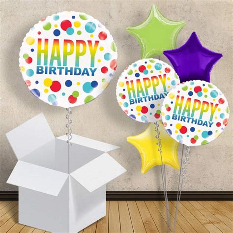 Happy Birthday Rainbow Polka Dot Balloons In A Box Party Save Smile