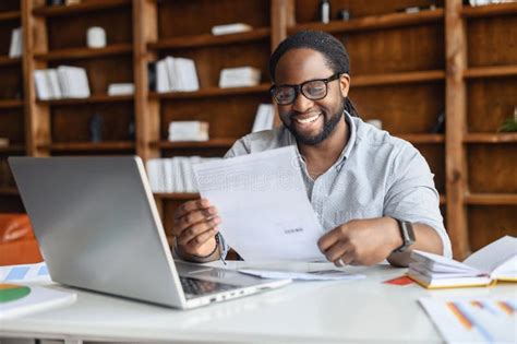 Smiling Positive African American Male Male Employee Entrepreneur Or