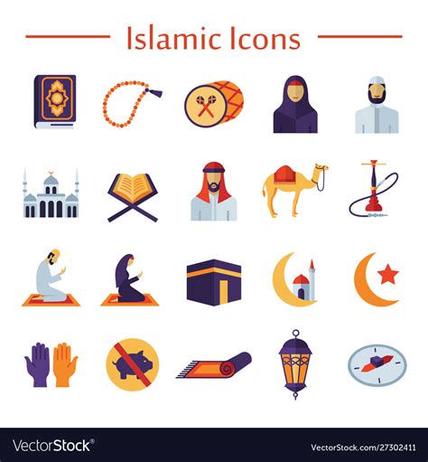 Arabic National Flat Icons Set Royalty Free Vector Image