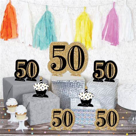 Adult 50th Birthday Gold Birthday Party Centerpiece Table Etsy
