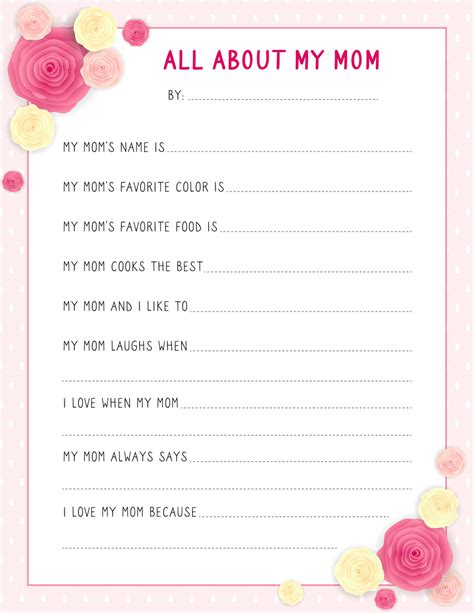 All About My Mom Free Printable