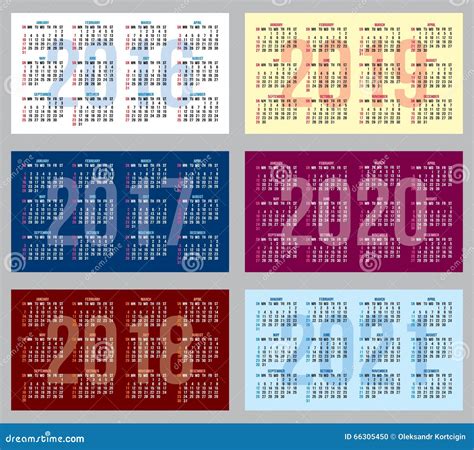 Sistema Del Vector De Modelos Con Los Calendarios De Diversos Años