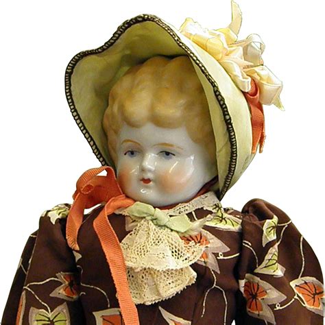 Beautiful Antique German Porcelain Doll With Center Part Blonde Hair
