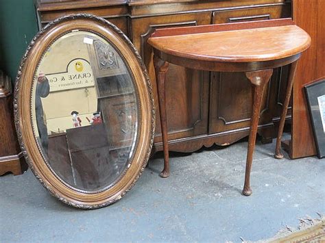 Sold Price Oval Wall Mirror And Half Moon Table April 2