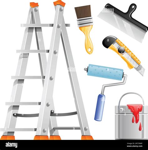 Set Painter Tools Vector Illustration Isolated On White Background