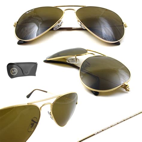 Ray Ban Sunglasses Aviator 3025 Gold Brown Polarized 00157 Medium 58mm