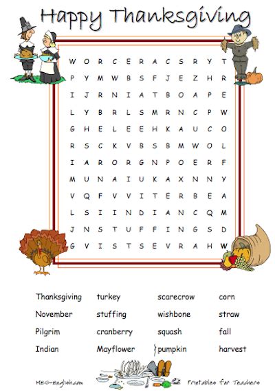 Free Download Top Printable Thanksgiving Word Search In Pdf