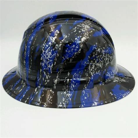 Hard Hat Full Brim Custom Hydro Dipped Osha Approved Urban Camo Blue Splash Hd Hard Hats