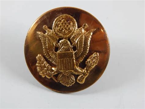 Wwii Brass Eagle Us Army Pin Emblem Hat Lapel Screw Back Vintage