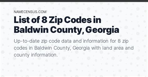Baldwin County Zip Codes List Of 8 Zip Codes In Baldwin County Georgia