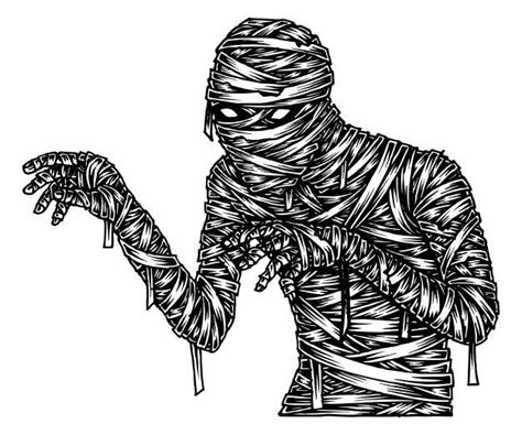 Scary Mummy Hand Drawn Illustration Vector Drawing And Illustration