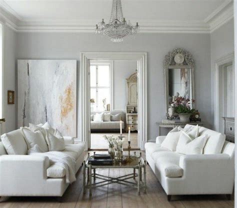Deco Salon Gris Et Blanc Couleur Mur Gris Clair Canapés Blancs