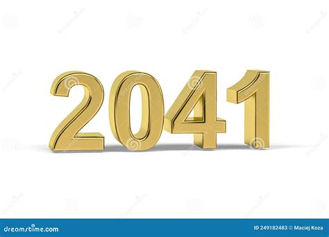 Golden 3d Number 2041 Year 2041 Isolated On White Background Stock