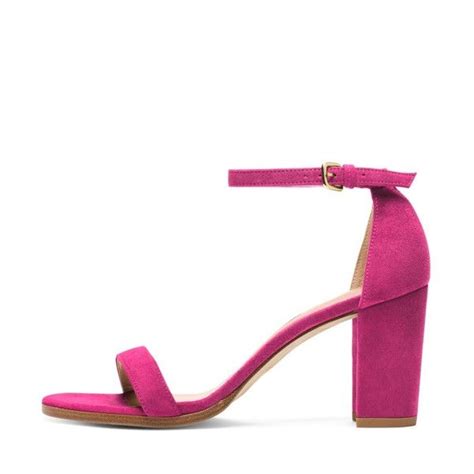 Fuchsia Chunky Heel Sandals Ankle Strap Heels Ankle Strap Heels Pink