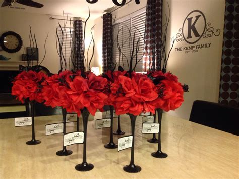 Diy Black And Red Wedding Centerpieces Can Of Spray Paint Twigs Silk