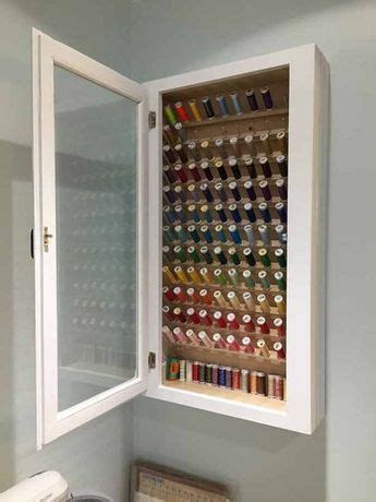 Thread storage over your time of sewing, a collection of thread colors, brands, and thread types is an inevitable problem that everyone struggles to maintain. Thread Cabinet | Sewing room design, Sewing room ...