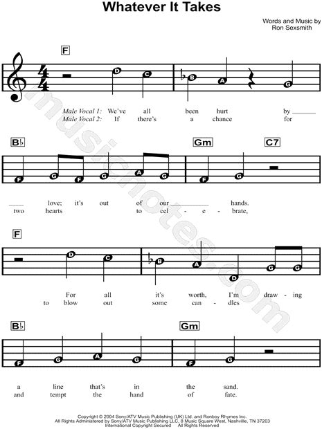 Michael Bublé Whatever It Takes Sheet Music For Beginners In C Major Download And Print Sku