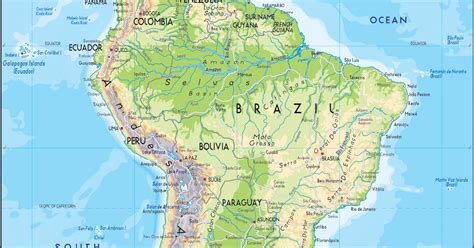 Latin America Physical Features Map Map Of The World