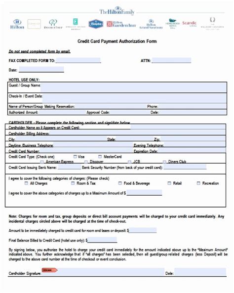 Becoming an authorized user on someone else's credit card can be a simple and effective tactic if you're still working to establish your credit. Credit Card Authorization form Word Inspirational Hilton ...