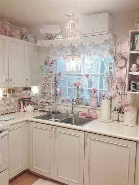 If you want a classic style, go for painted shabby chic kitchen shelves with a delicately patterned wallpaper backdrop. 35 Awesome Shabby Chic Kitchen Designs, Accessories and ...