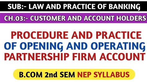 Partnership Firm Account Procedure For Opening Account For B Nd