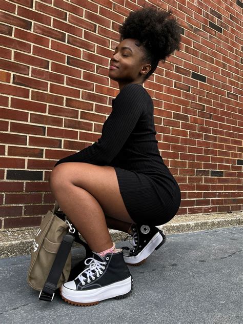 platform converse black girl outfits black dress in 2022 platform converse outfit platform
