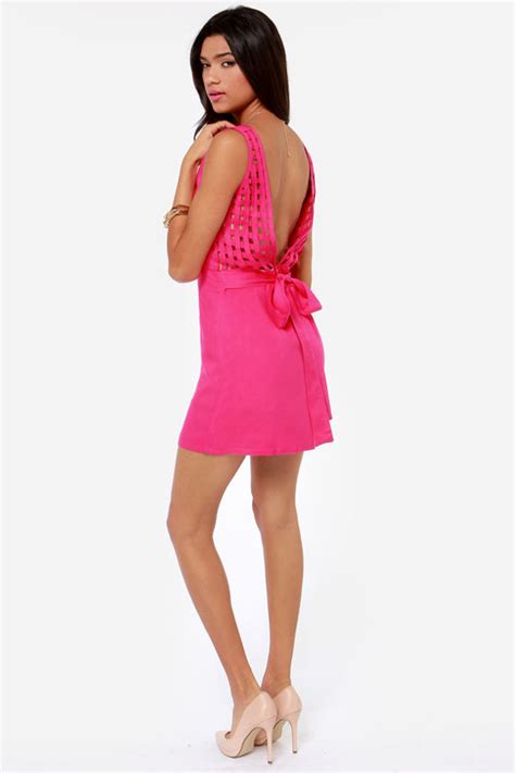 Hot Pink Dress Fuchsia Dress Lattice Dress 4900
