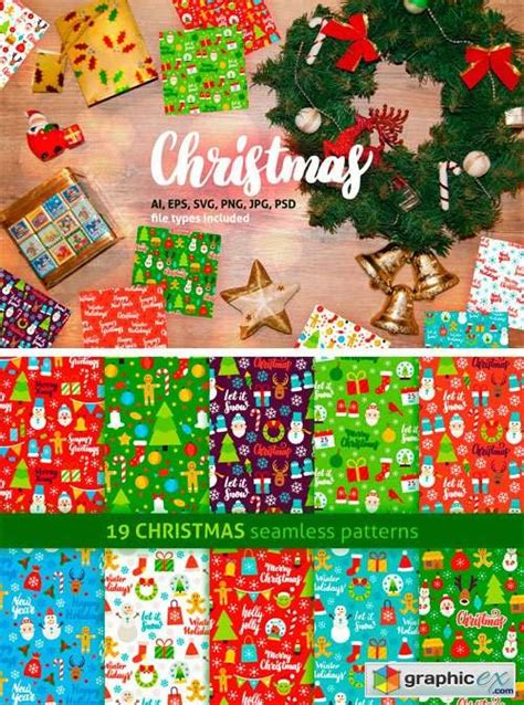 Merry Christmas Seamless Patterns Free Download Vector Stock Image