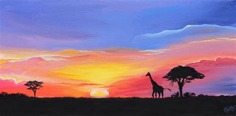 African Sunset Paintings African Sunset Landscape Painting Vibrant