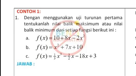 Contoh Soal Turunan Fungsi Nilai Maksimum Dan Minimum Kumpulan Hot