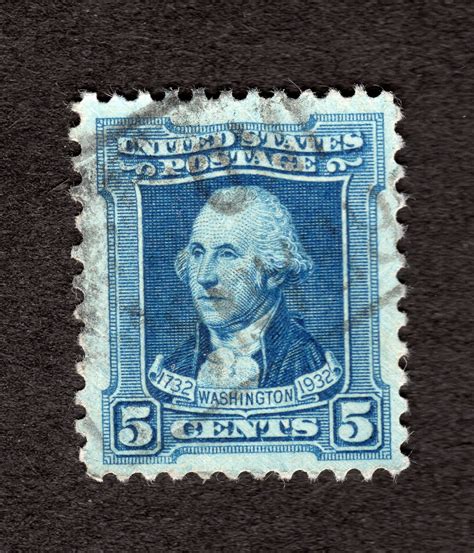 Us Postage Stamp 5 Cent Washington Blue Facing Left 710 Etsy