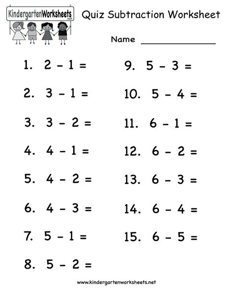 Free Printable Subtraction Worksheets For Kindergarten