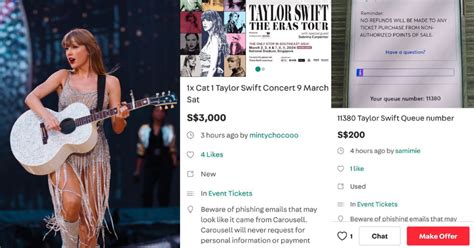 Scalpers Selling Taylor Swift Spore Concert Tickets On Carousell For