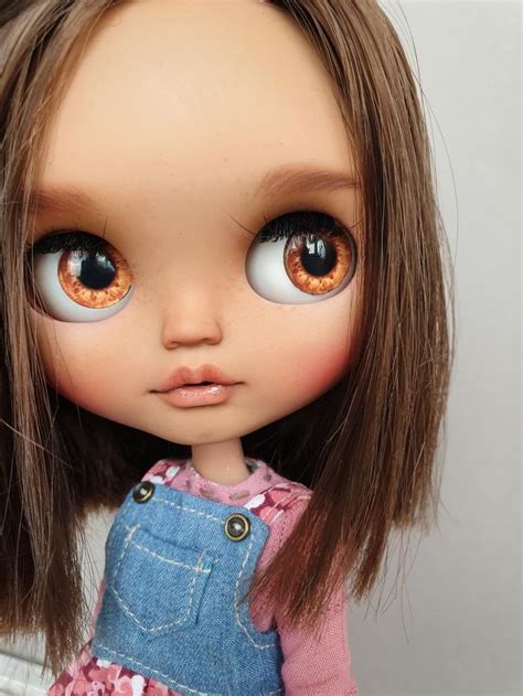 Blythe Custom Doll Ooak Art Doll TBL With Brown Hair Dark Skin Etsy