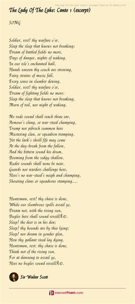 The Lady Of The Lake Canto Excerpt Poem By Sir Walter Scott