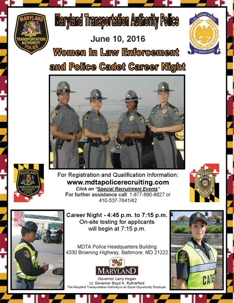 Md Transportation Authority Police Women In Law Enforcement And Police Cadet Career Night June