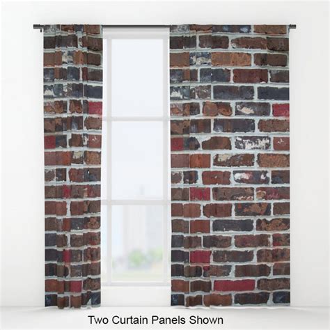 Brick Curtains Brick Window Treatments Loft Curtains Man Etsy