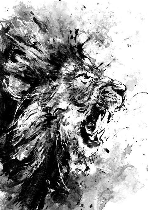 Lion Original Acrylic Painting Black And White Art Wild