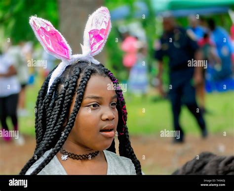 A Girl Wears Bunny Ears During A Community Easter Egg Hunt At Langan Park April 13 2019 In
