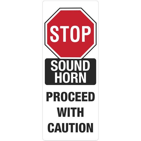 Portable Sign System Stop Sound Horn Proceed With Caution 12 X 30