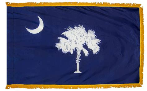 South Carolina Flag 3 X 5 Ft Indoor Display Flag With Gold Fringe