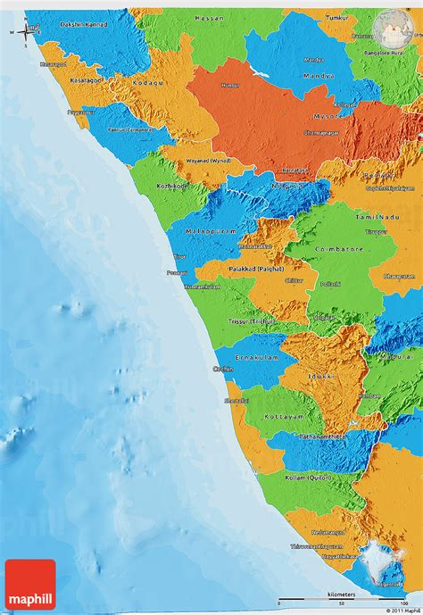 Get free map for your website. Political 3D Map of Kerala