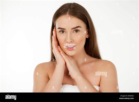 Portrait Of A Bared Beautiful Woman Getting Ready For The Spa Treatment Isolated On A White