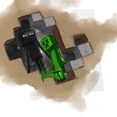 Minecraft Enderman And Creeper By Bloodbluerain On Deviantart