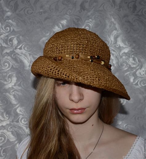 Соломенная шляпка из рафии в интернет магазине Ярмарка Мастеров по цене