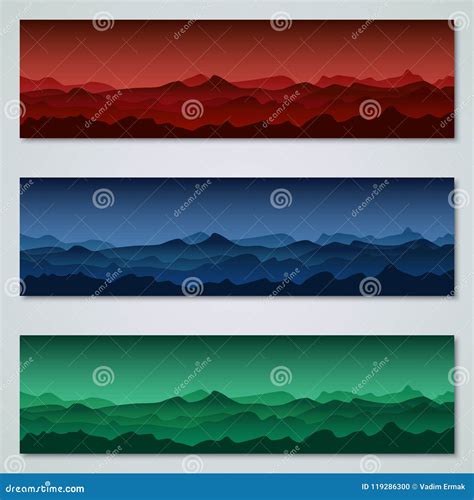 Colorful Mountains Vector Banners Collection Stock Vector