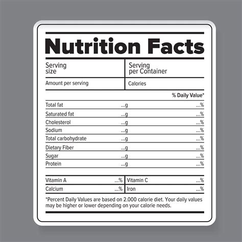 Nutrition Facts Vector Label Nutrition Facts Label Nutrition Facts