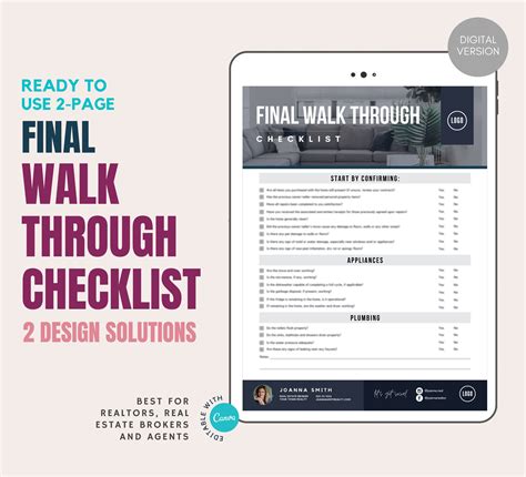 Printable Final Walk Through Checklist Free Printable Templates