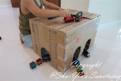 Shu Yins Sanctuary Kids Art And Craft Cardboard Box Tunnels And Railroads